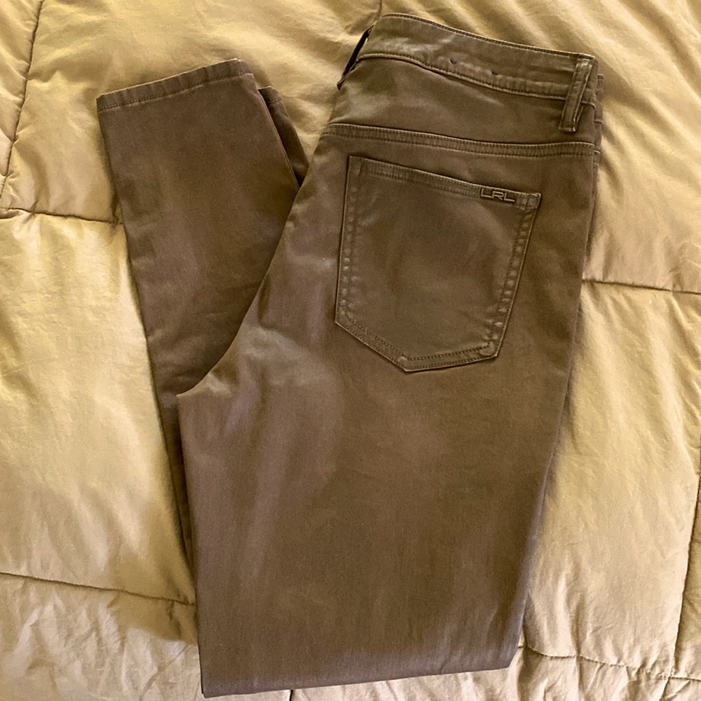 RALPH LAUREN COATED JEANS SIZE 12 DARK BROWN NWOT